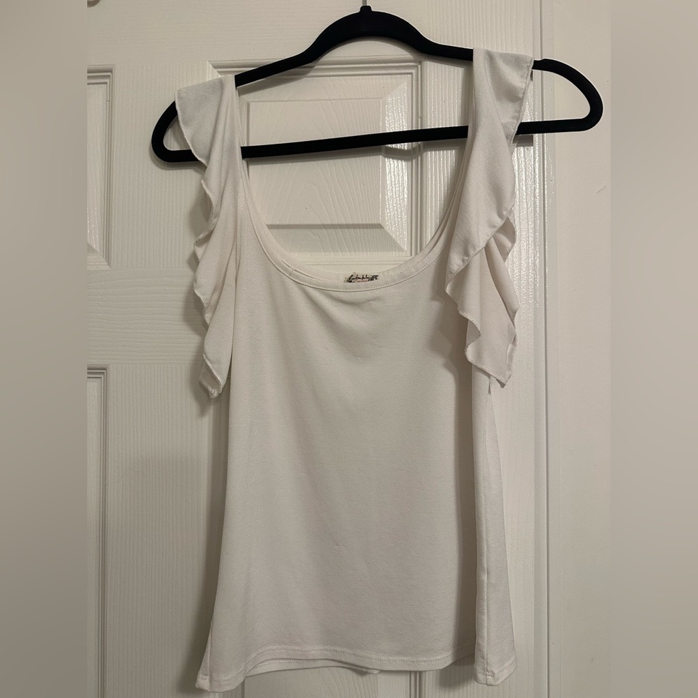 We the free ruffle white tank top
